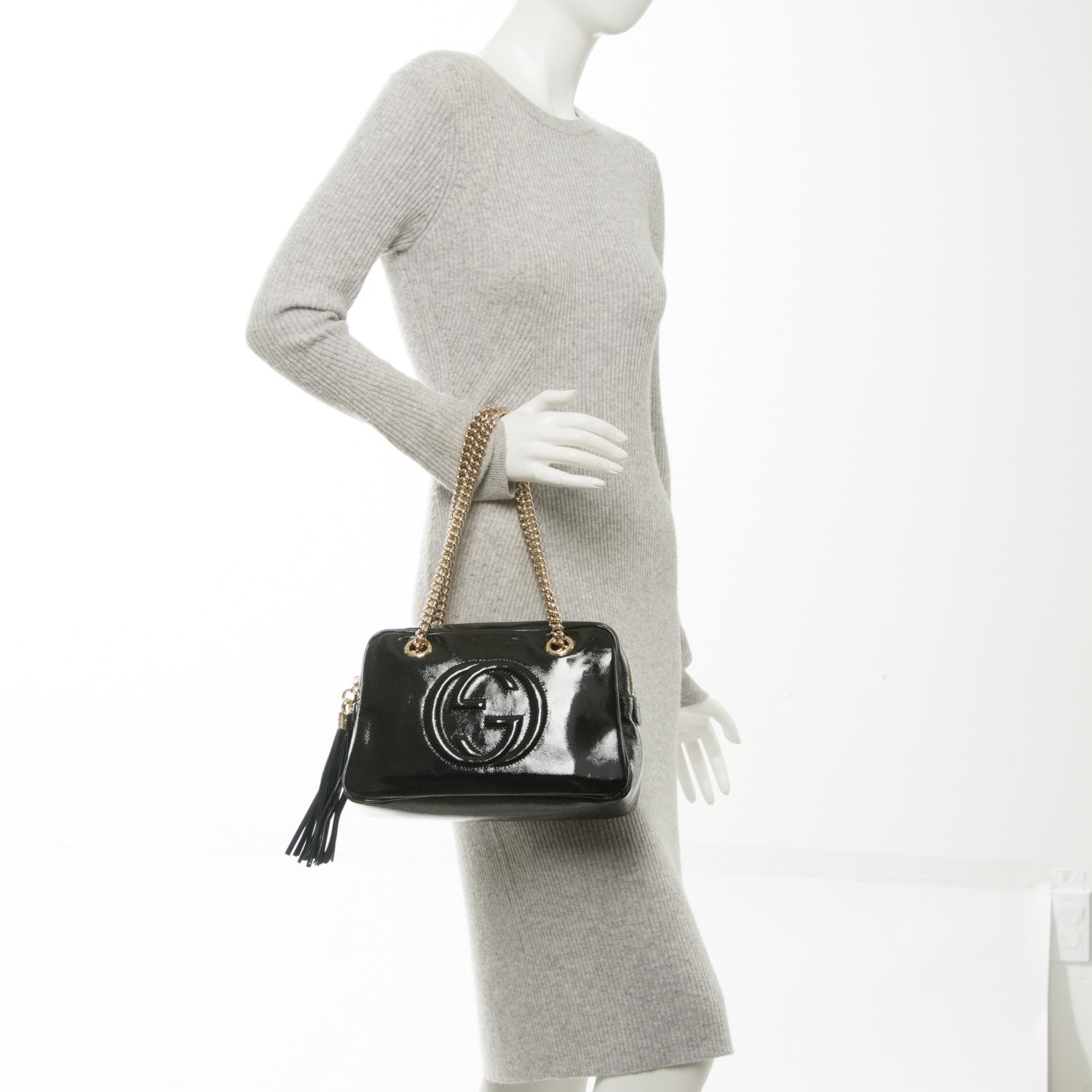 Gucci Soft Patent Small Soho Bowler Black 2 of 7