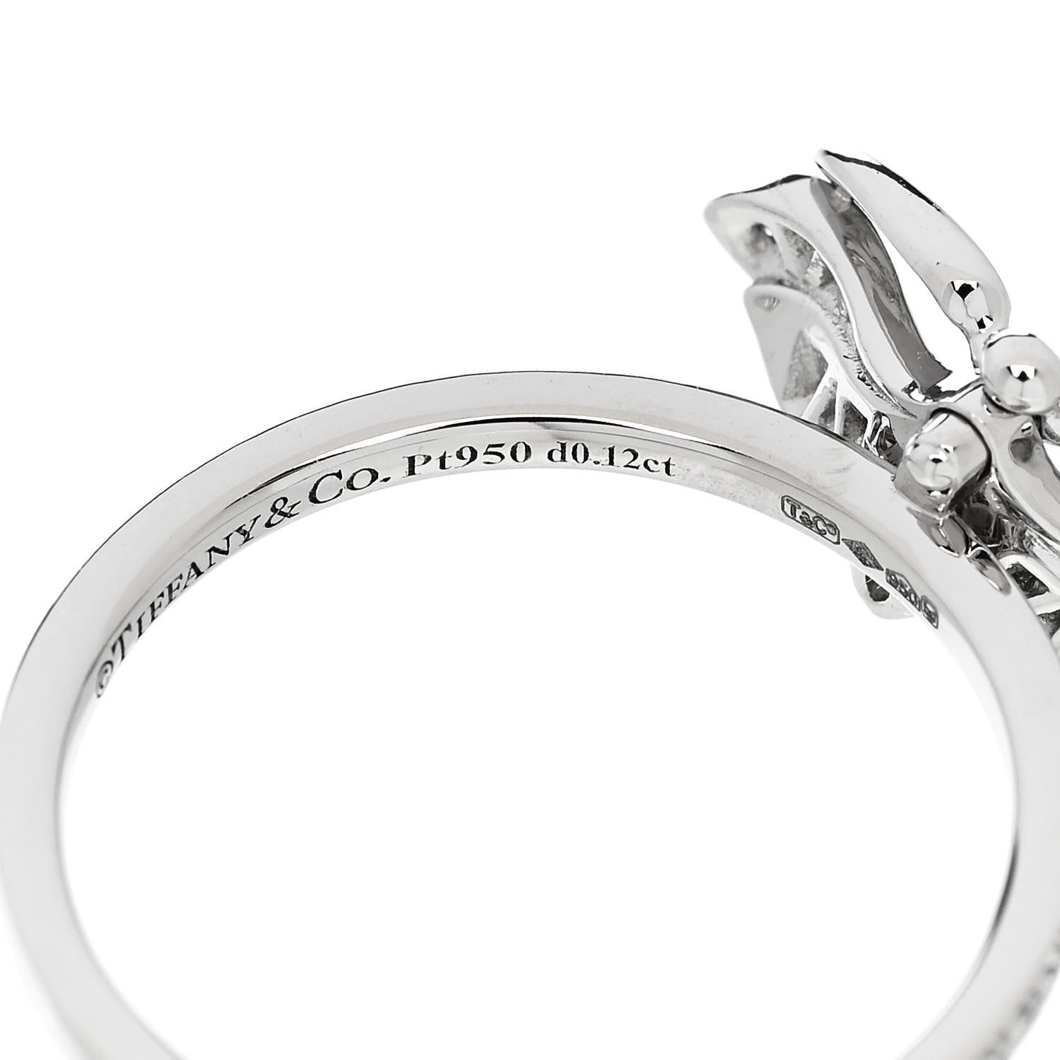 Tiffany Platinum Diamond Tsavorite Paper Flowers Firefly Ring 52 6 5 of 6