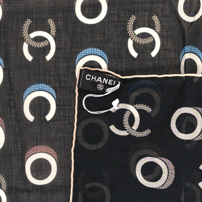 Chanel Cotton CC Coco Bandana Black Ecru 3 of 3