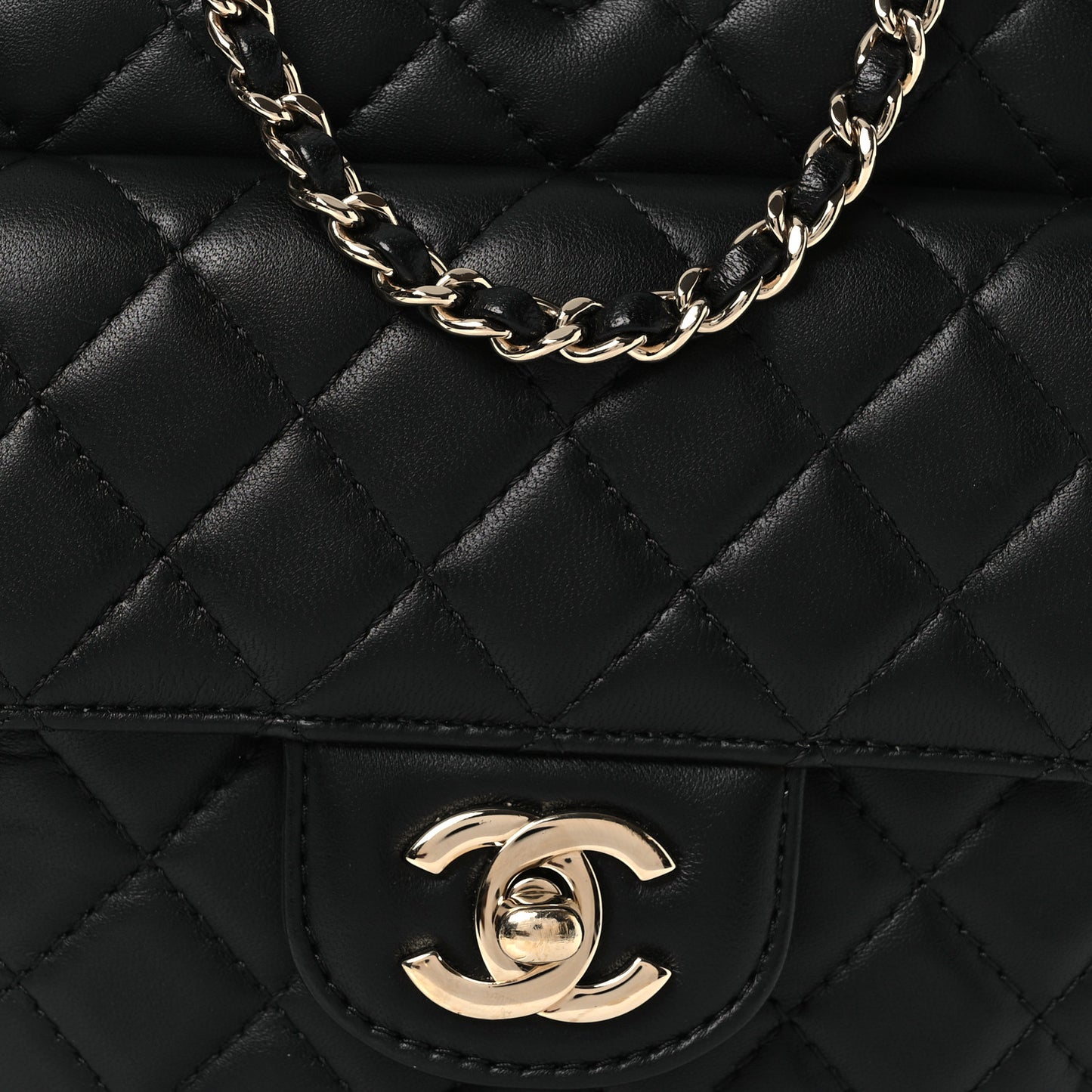 Lambskin Quilted Large CC In Love Heart Bag Black