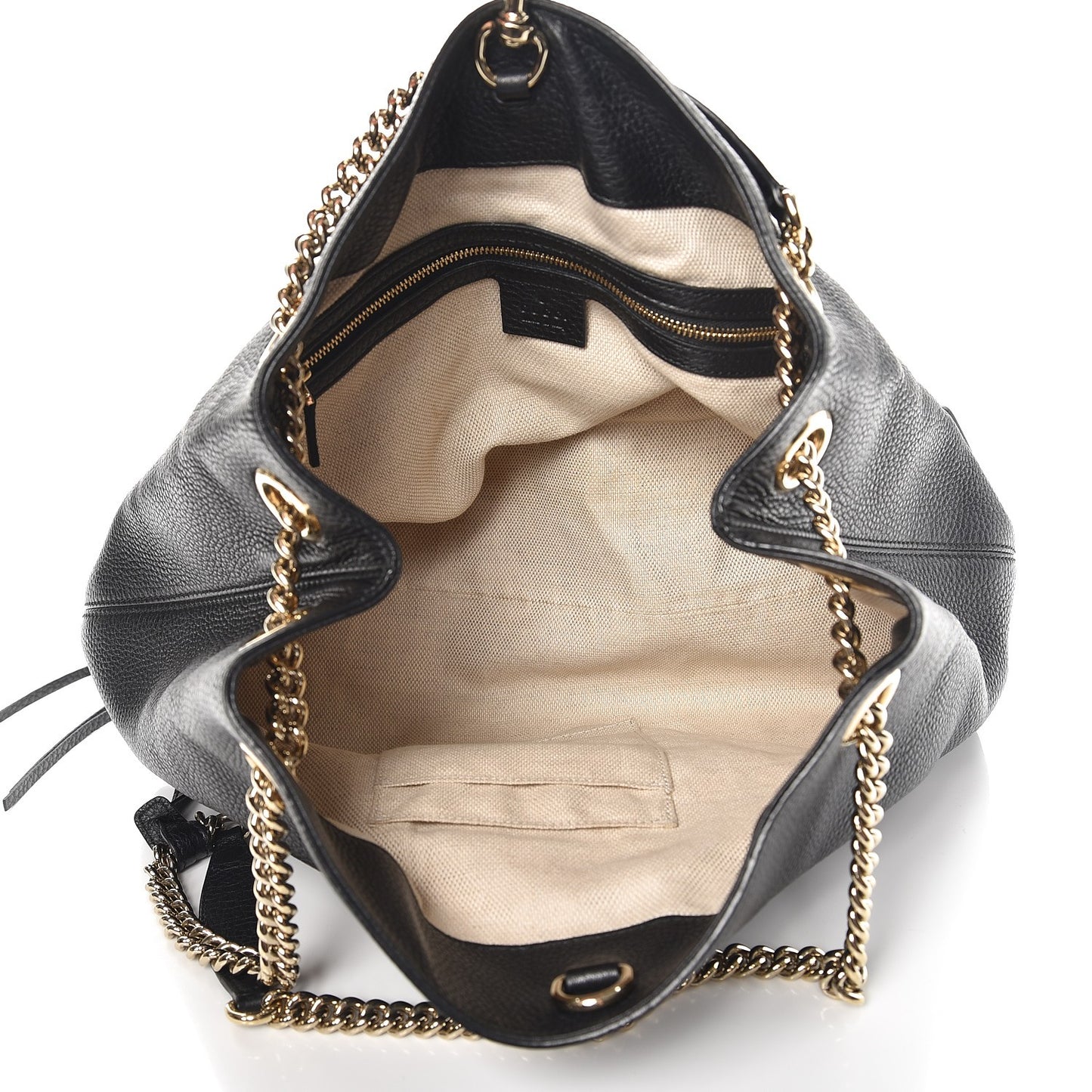 Pebbled Calfskin Medium Soho Chain Shoulder Bag Black