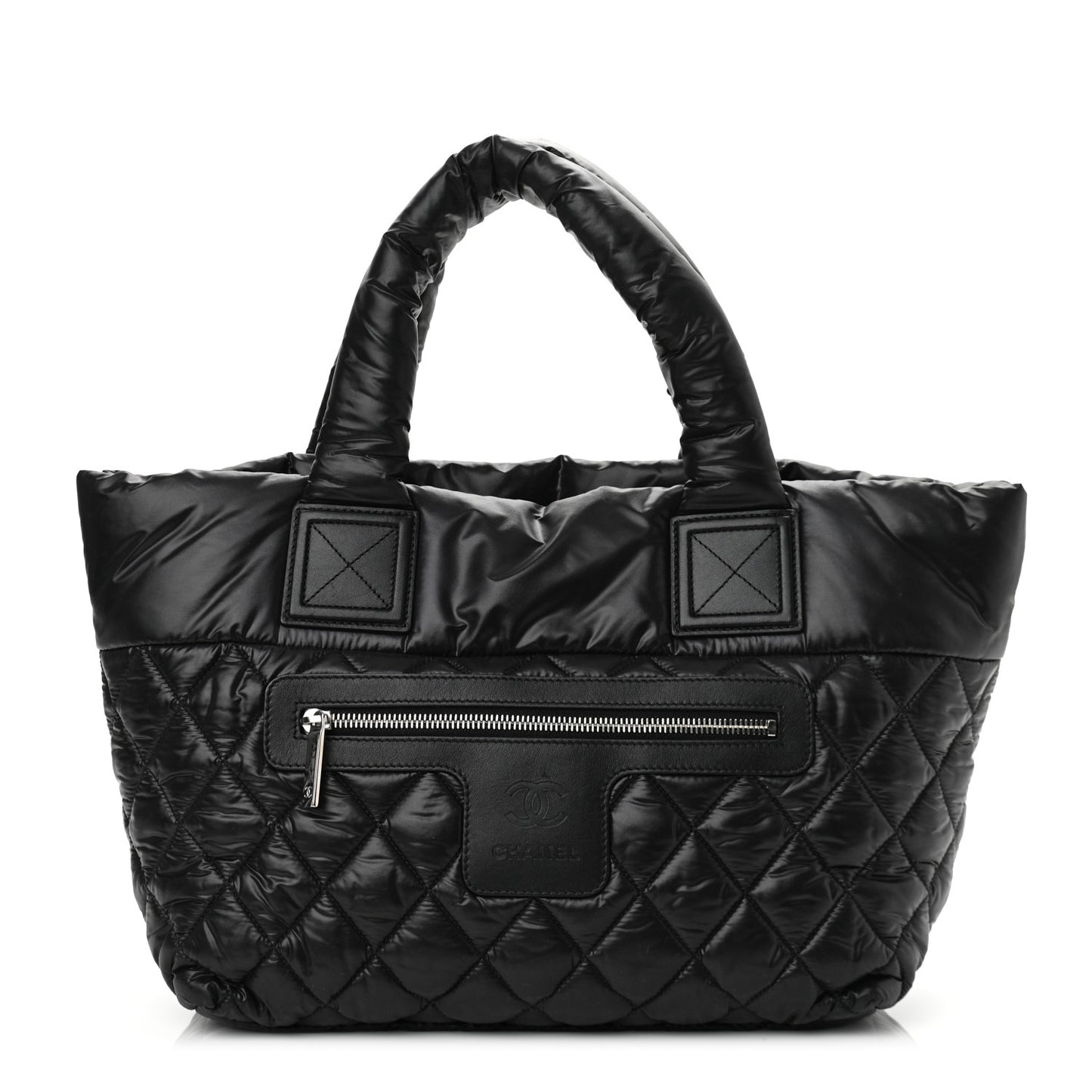 Nylon Quilted Small Coco Cocoon Tote Black