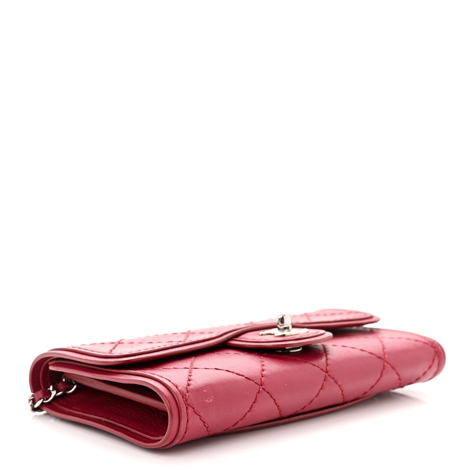 Chanel Calfskin Stitched Clutch Flap Red 4 of 11