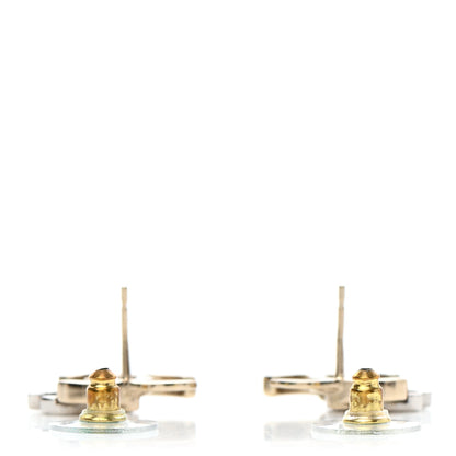 Chanel Crystal Double CC Earrings Gold Silver 3 of 6