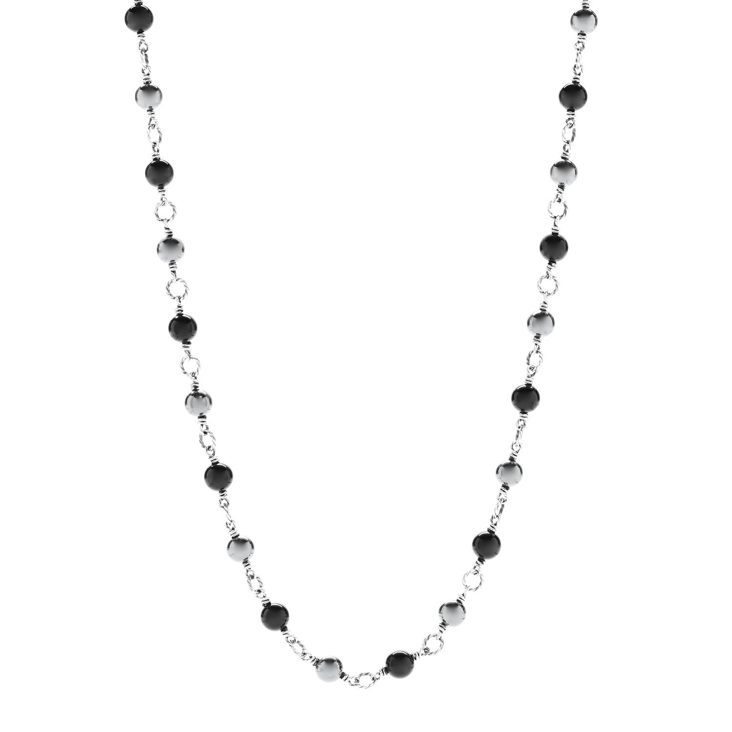 David Yurman Sterling Silver Black Onyx Hematite Bijoux Necklace 1 of 5