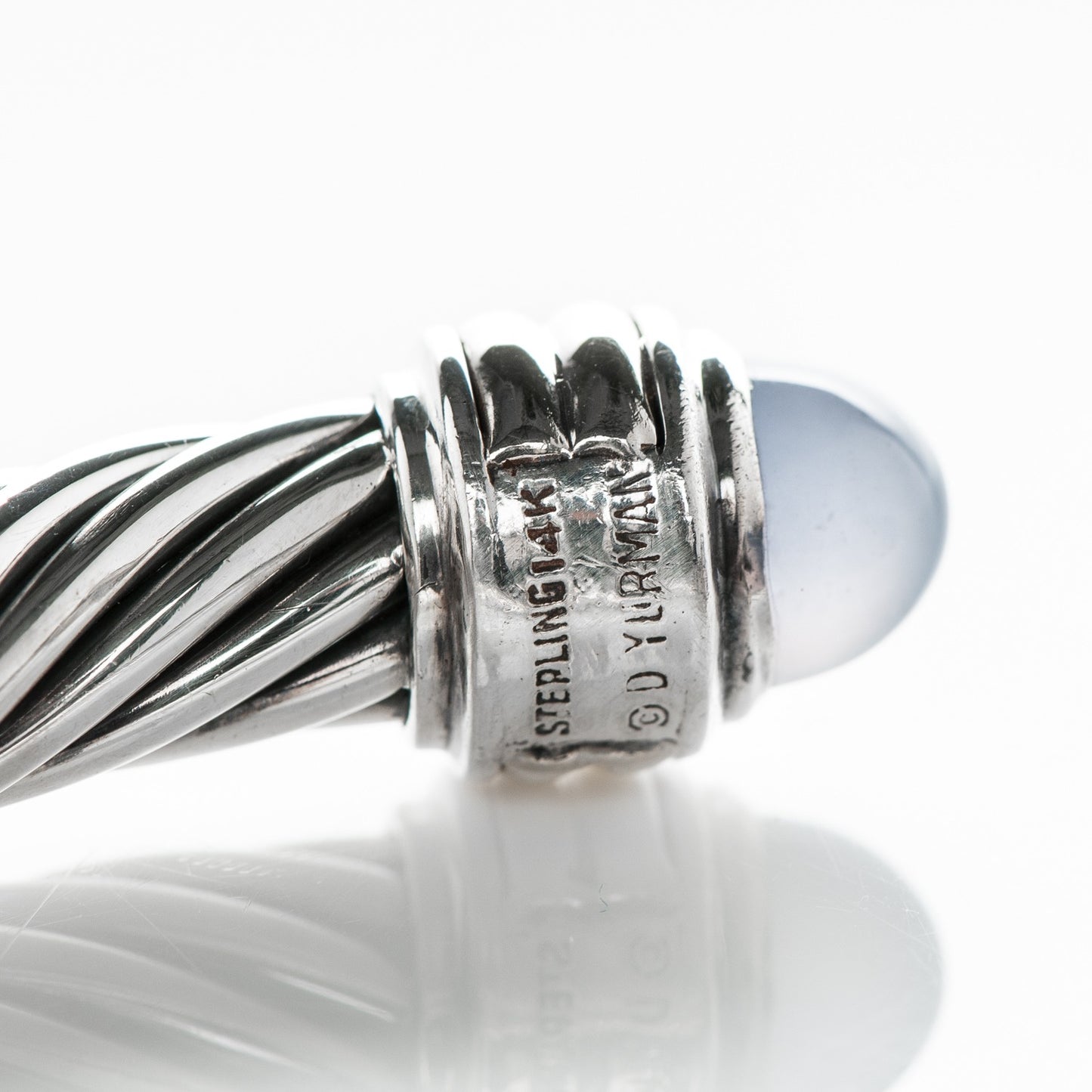Sterling Silver Chalcedony 10mm Cable Classics Bracelet