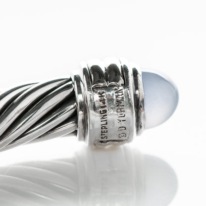 David Yurman Sterling Silver Chalcedony 10mm Cable Classics Bracelet 4 of 5