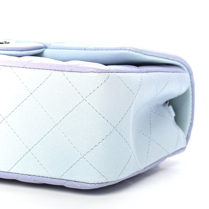 Chanel Perforated Lambskin Quilted Mini Rectangular Flap Light Blue Light Purple White 9 of 10