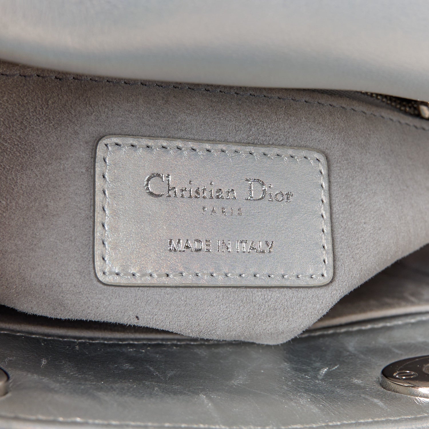 Christian Dior Iridescent Metallic Lambskin Cannage Small My ABCDior Lady Dior Silver 6 of 10