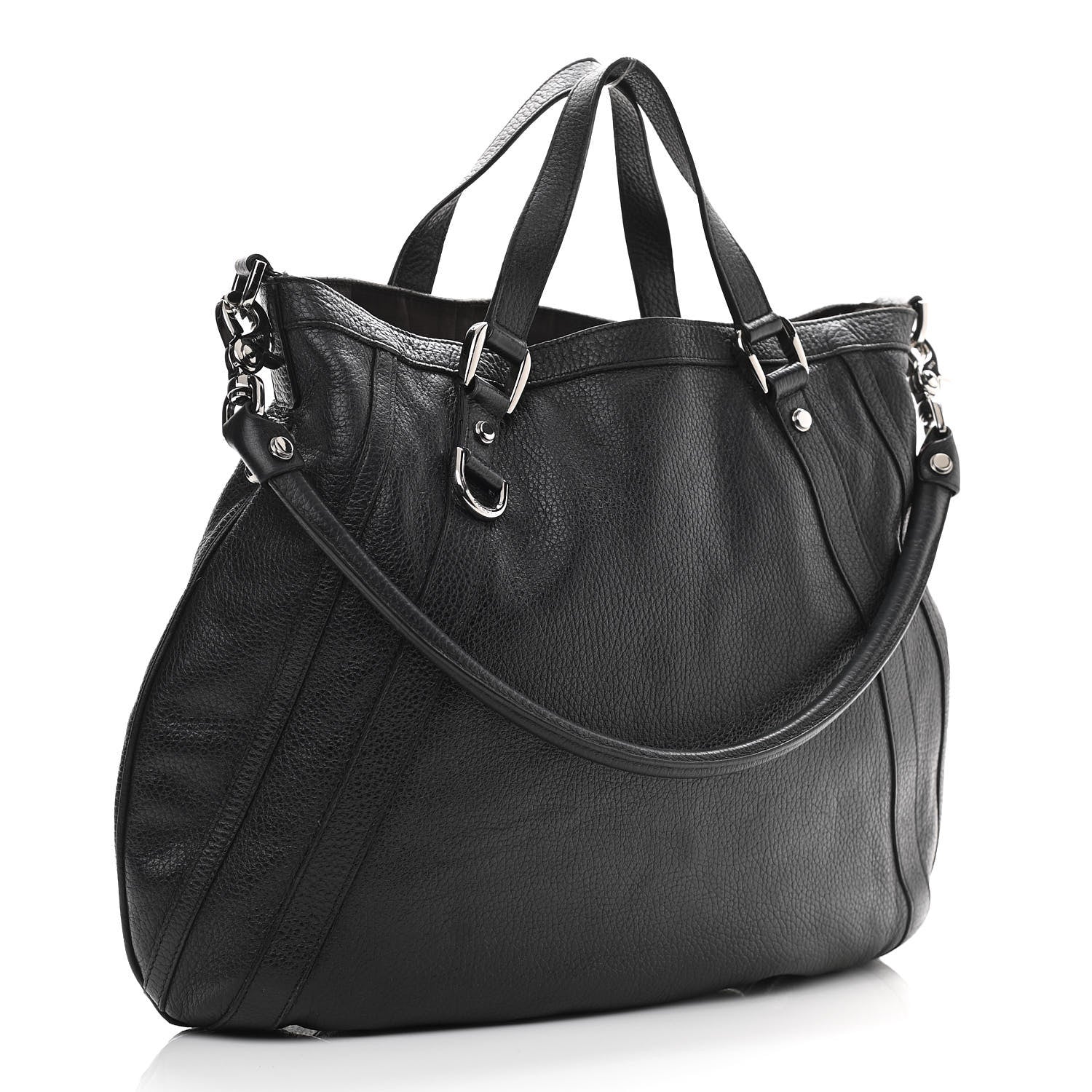 Gucci Pebbled Calfskin Medium Abbey Convertible Tote Black 2 of 16