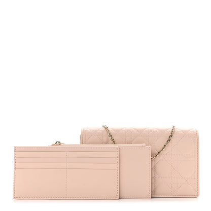 Christian Dior Lambskin Cannage Lady Dior Chain Wallet Beige 1 of 11