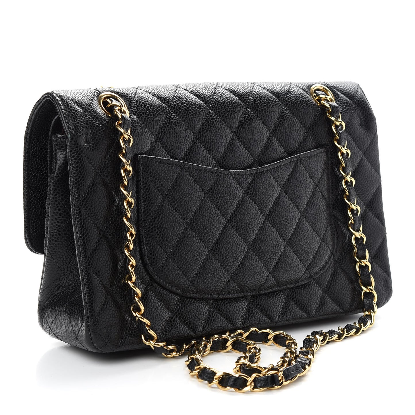 Caviar Quilted Medium Double Flap Black