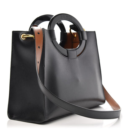 Fendi Vitello Liberty Plexiglass Stamp Patch Perforated Small Runaway Shopper Tote Black 3 of 9