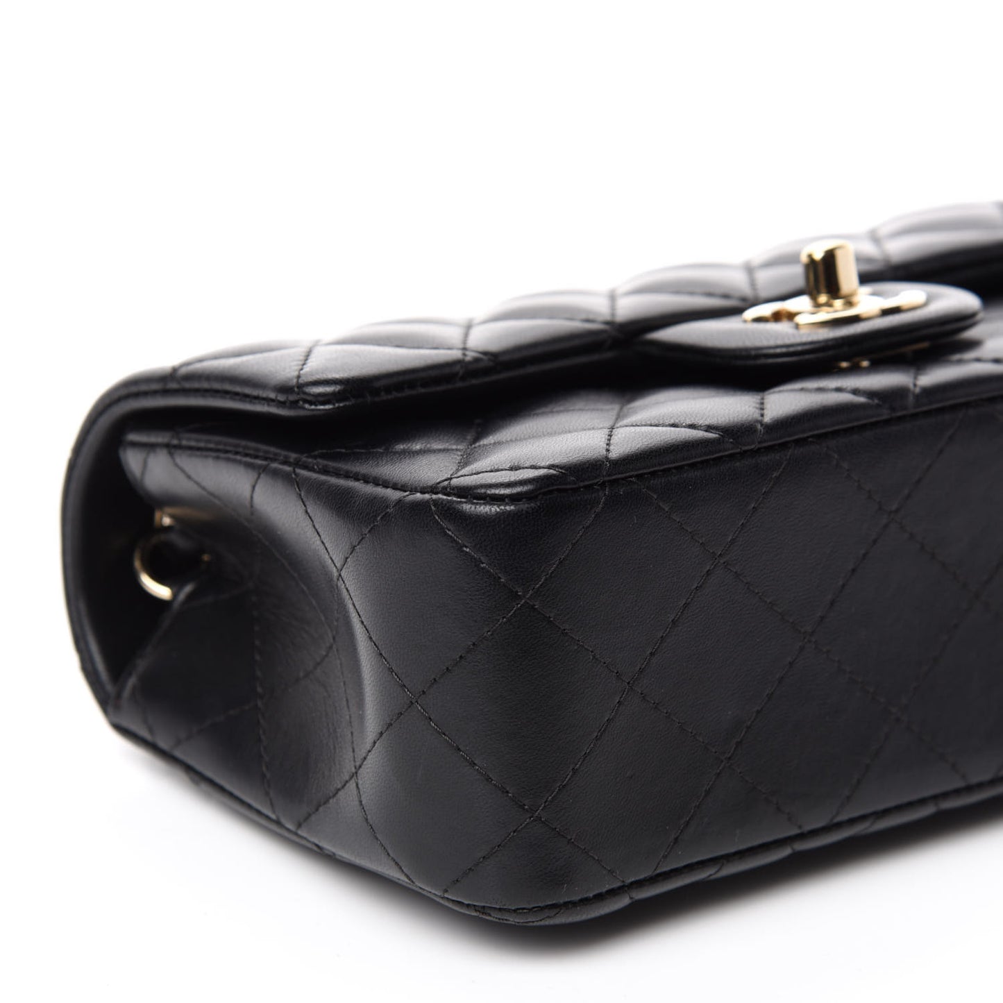 Lambskin Quilted Mini Rectangular Flap Black