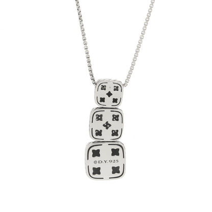 David Yurman Sterling Silver Diamond Chiclet Triple Drop Necklace 5 of 5