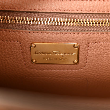 Salvatore Ferragamo Hammered Calfskin Double Handle Small Amy Tote Neutral Gold 6 of 21