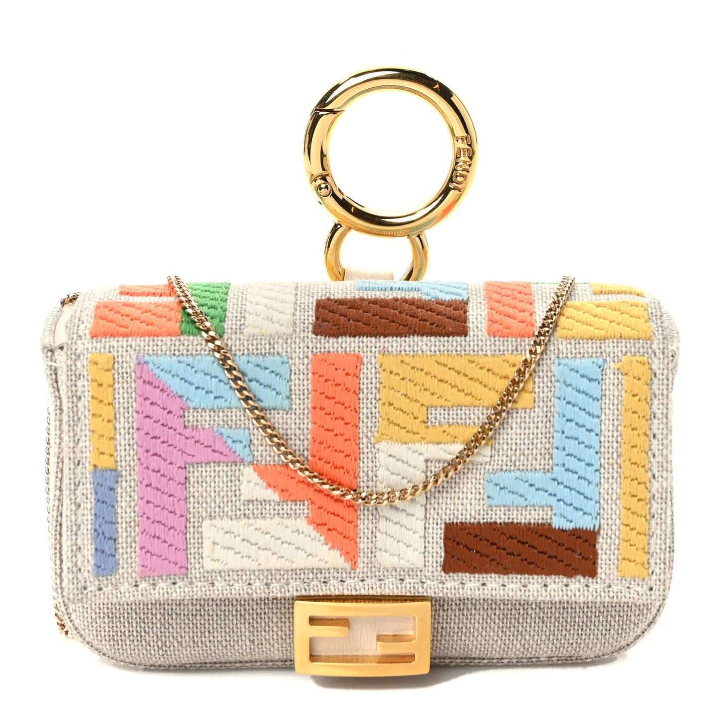 Kuban Canvas FF Embroidered Nano Baguette Charm Grezzo Multicolor