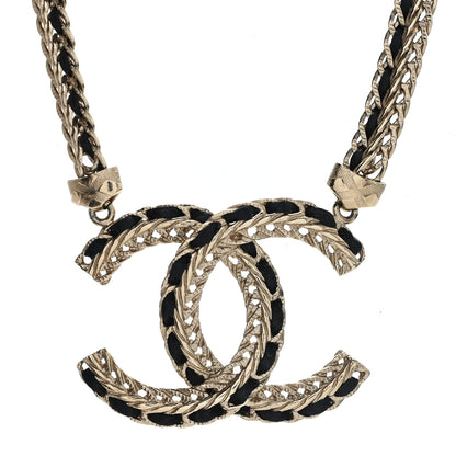Chanel Metal Lambskin CC Chain Necklace Gold Black 1 of 5