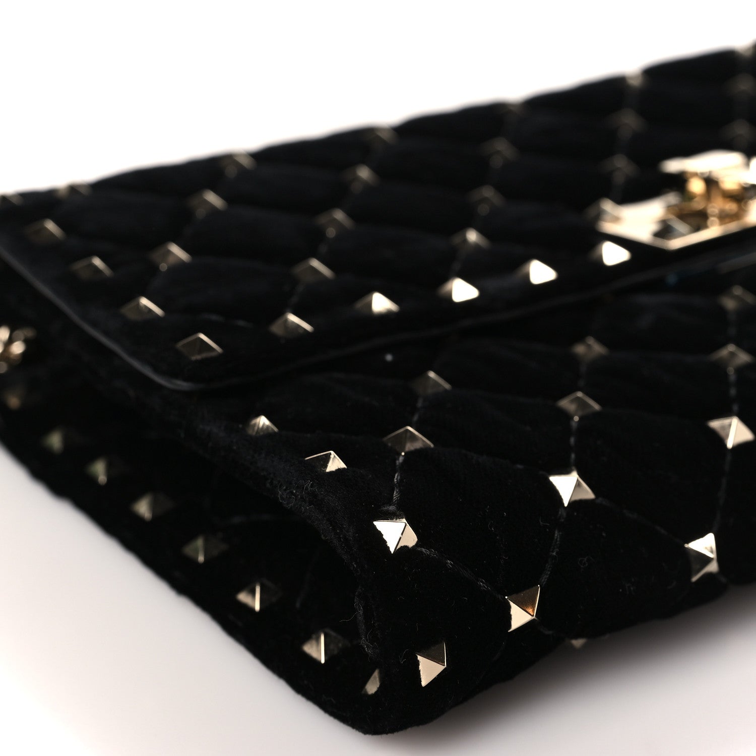 Valentino Garavani Velvet Rockstud Spike Wallet on Chain Black 7 of 8