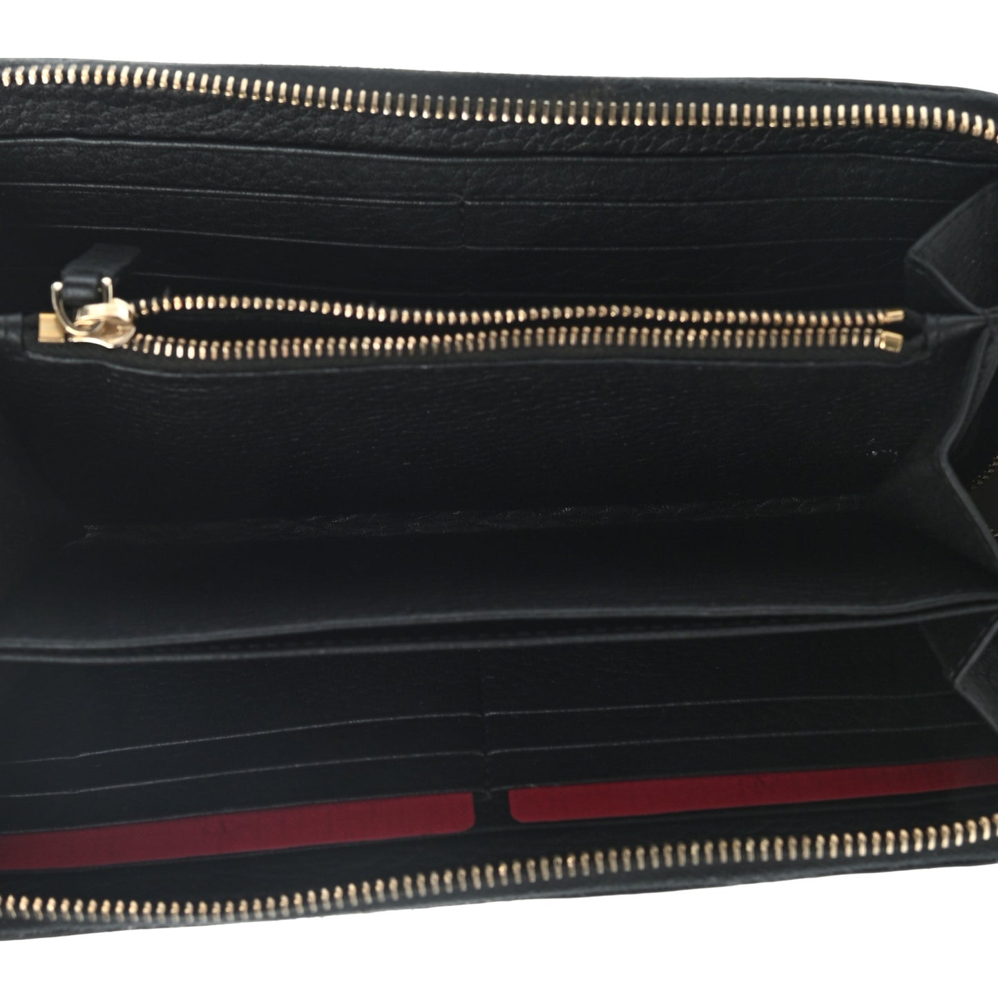 Pebbled Calfskin Rockstud Zip Around Wallet Black