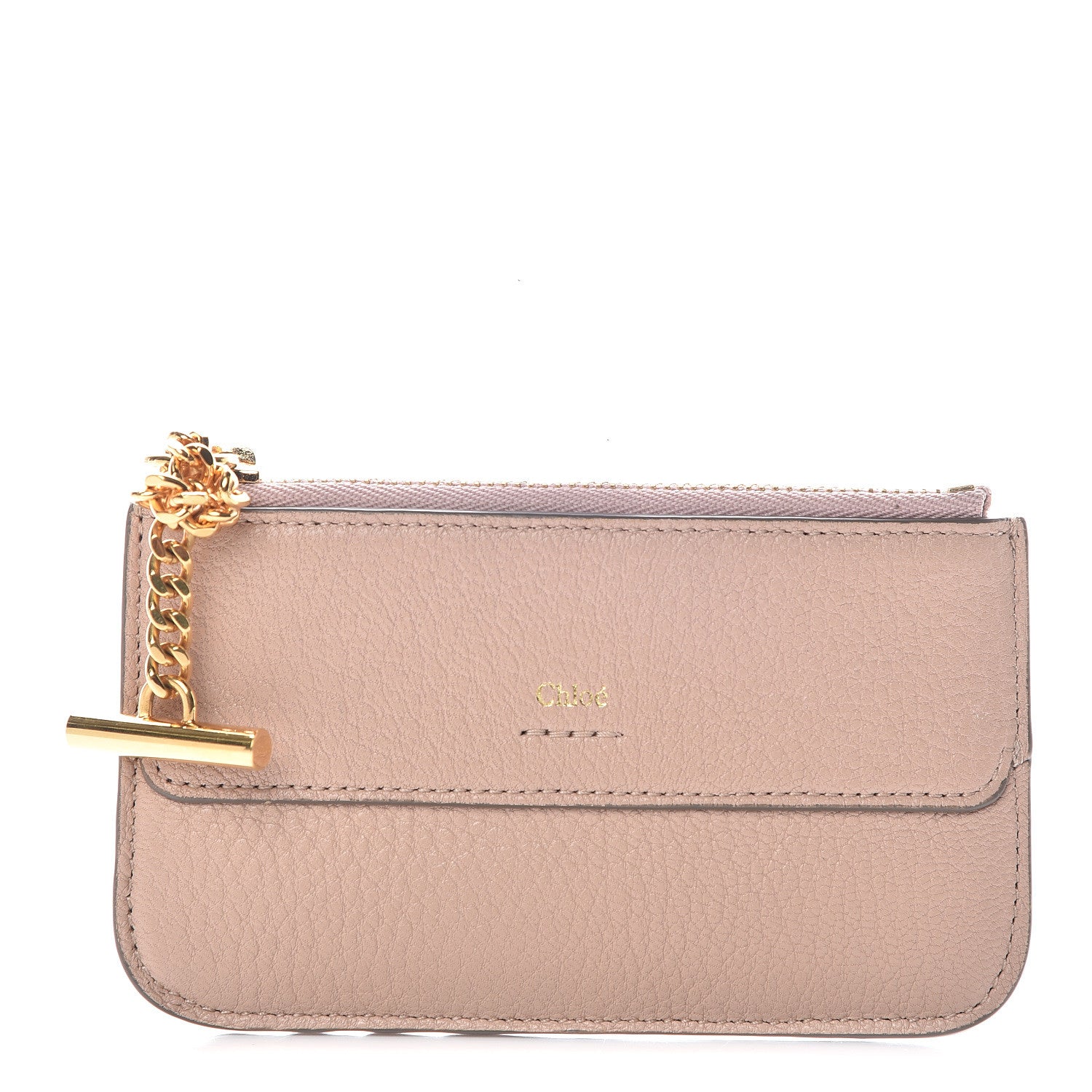 Chloe Grained Calfskin Drew Card Holder Cement Pink 1 of 8