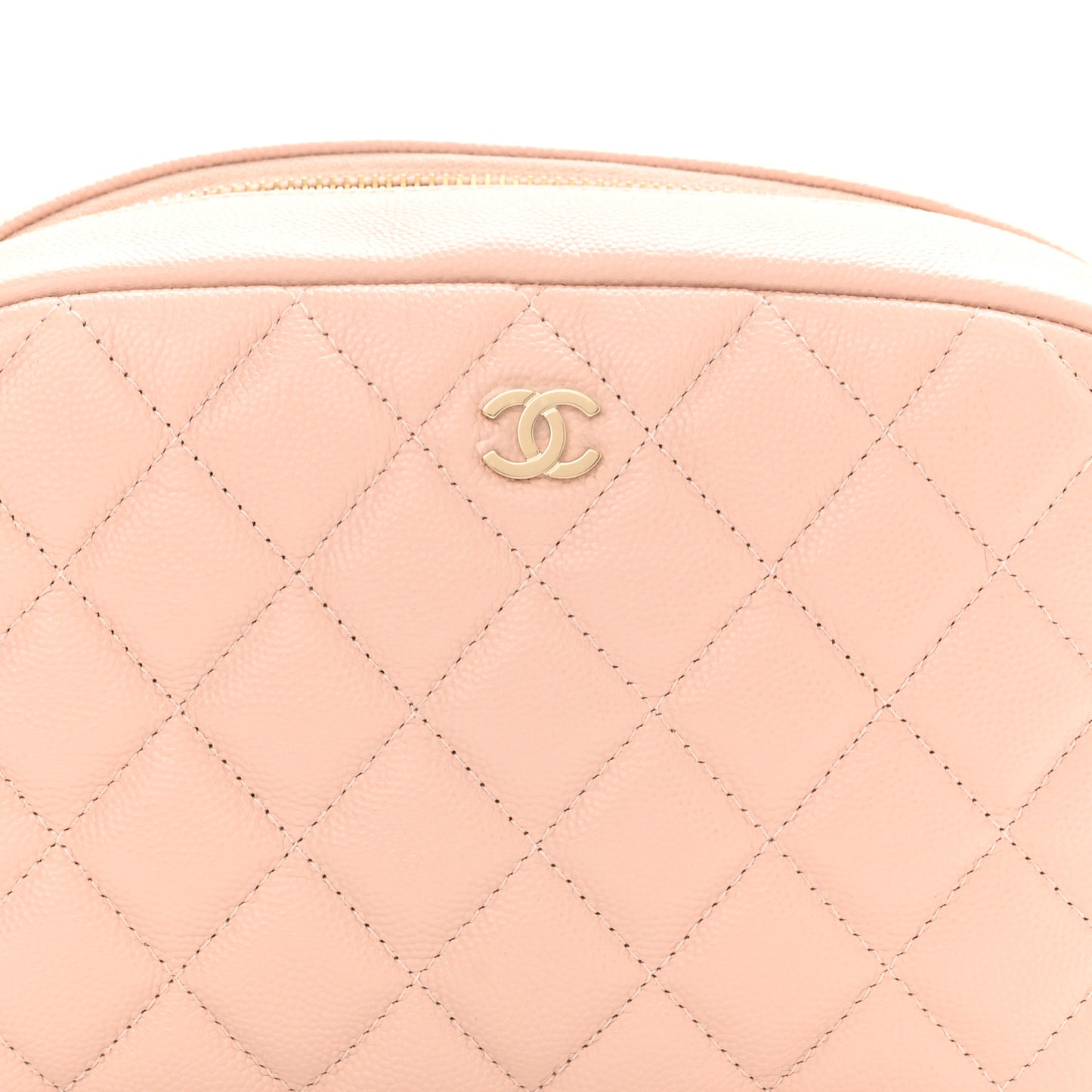 Caviar Quilted Medium Curvy Pouch Cosmetic Case Light Pink