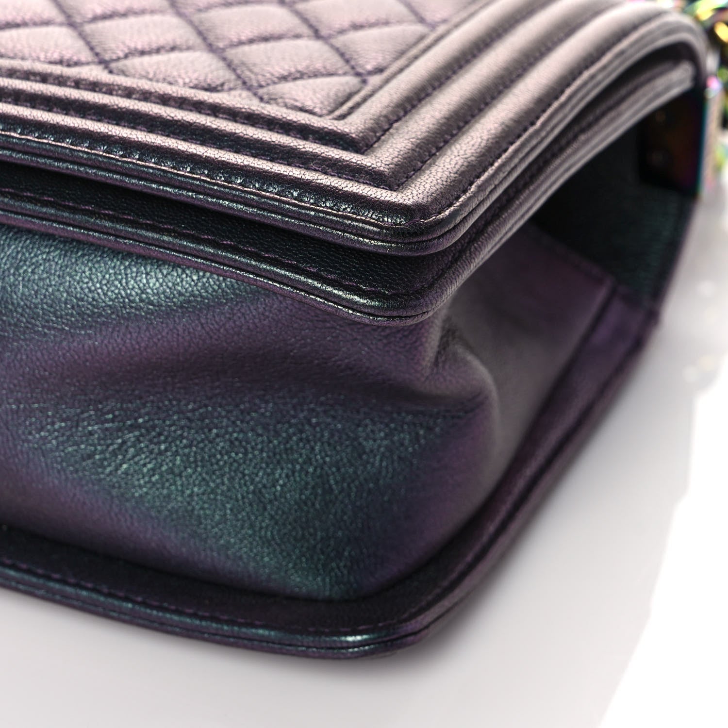 Chanel Iridescent Goatskin Quilted Medium Boy Flap Purple 9 of 12