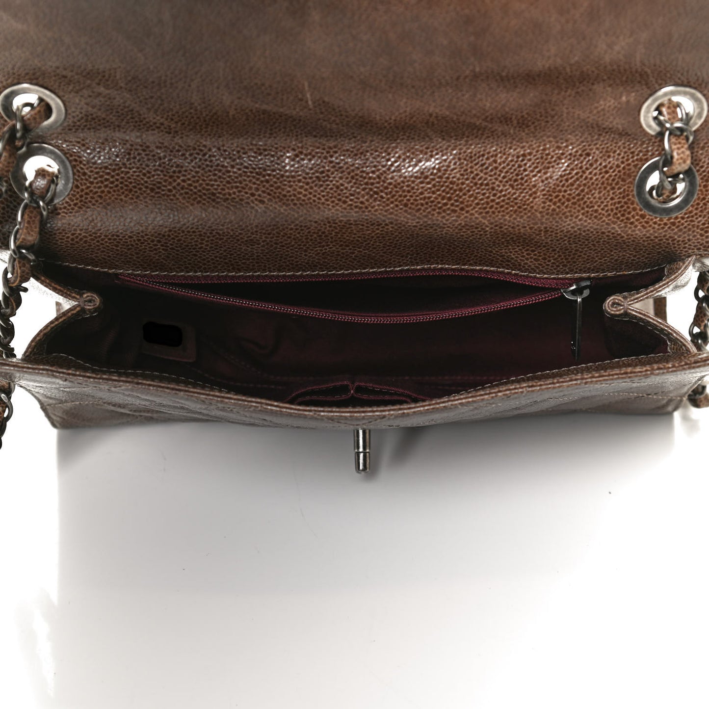Crumpled Grained Calfskin Medium CC Crave Flap Brown
