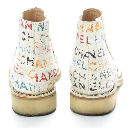 Chanel Canvas Logo Short Boots 38.5 Multicolor 15 of 17