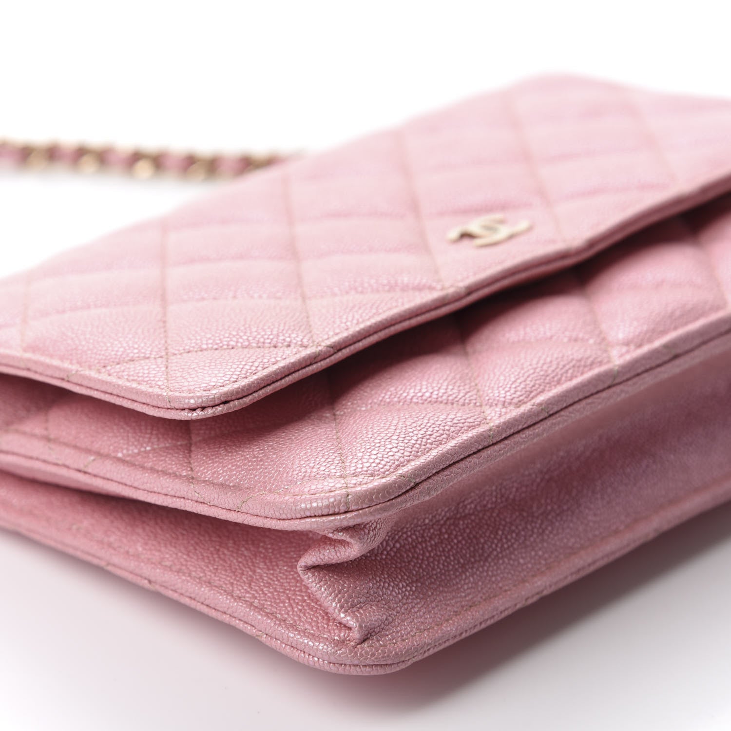 Chanel Iridescent Caviar Quilted Wallet on Chain WOC Rose Pink 6 of 12