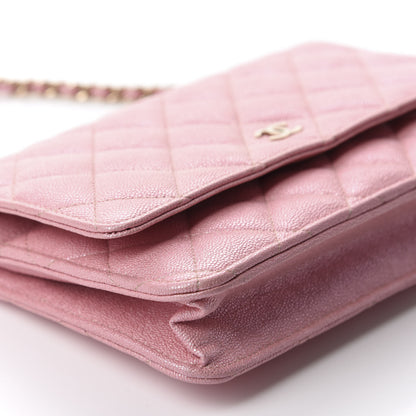Chanel Iridescent Caviar Quilted Wallet on Chain WOC Rose Pink 6 of 12