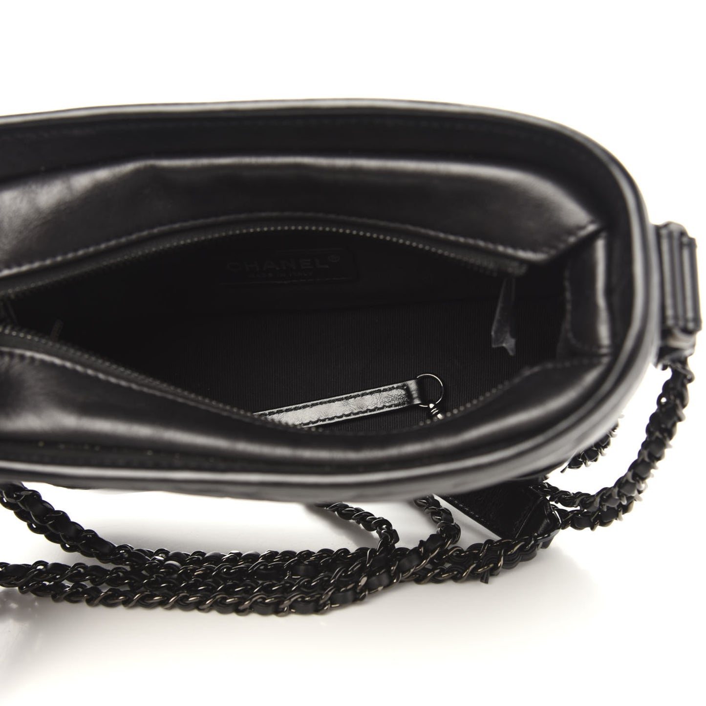 Aged Calfskin Chevron Quilted Small Gabrielle Hobo So Black