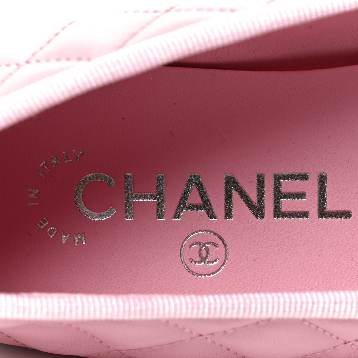 Chanel Lambskin Quilted CC Cap Toe Ballerina Flats 37.5 Pink Black 8 of 8