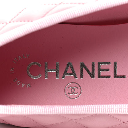 Chanel Lambskin Quilted CC Cap Toe Ballerina Flats 37.5 Pink Black 8 of 8