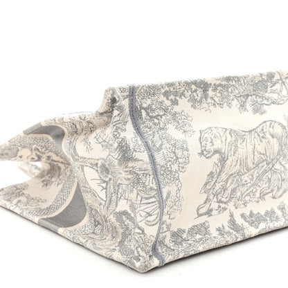 Christian Dior Canvas Embroidered Medium Dioriviera Toile De Jouy Book Tote Gray 9 of 13