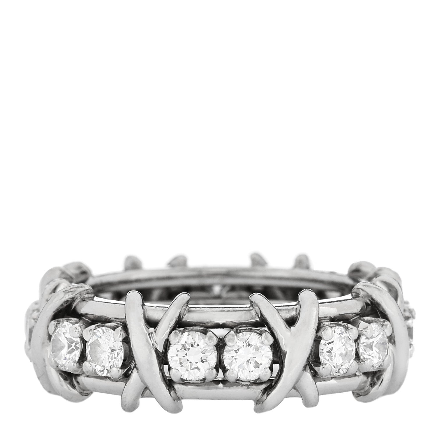 Tiffany Platinum Diamond Schlumberger Sixteen Stone Ring 51 5.75 3 of 6