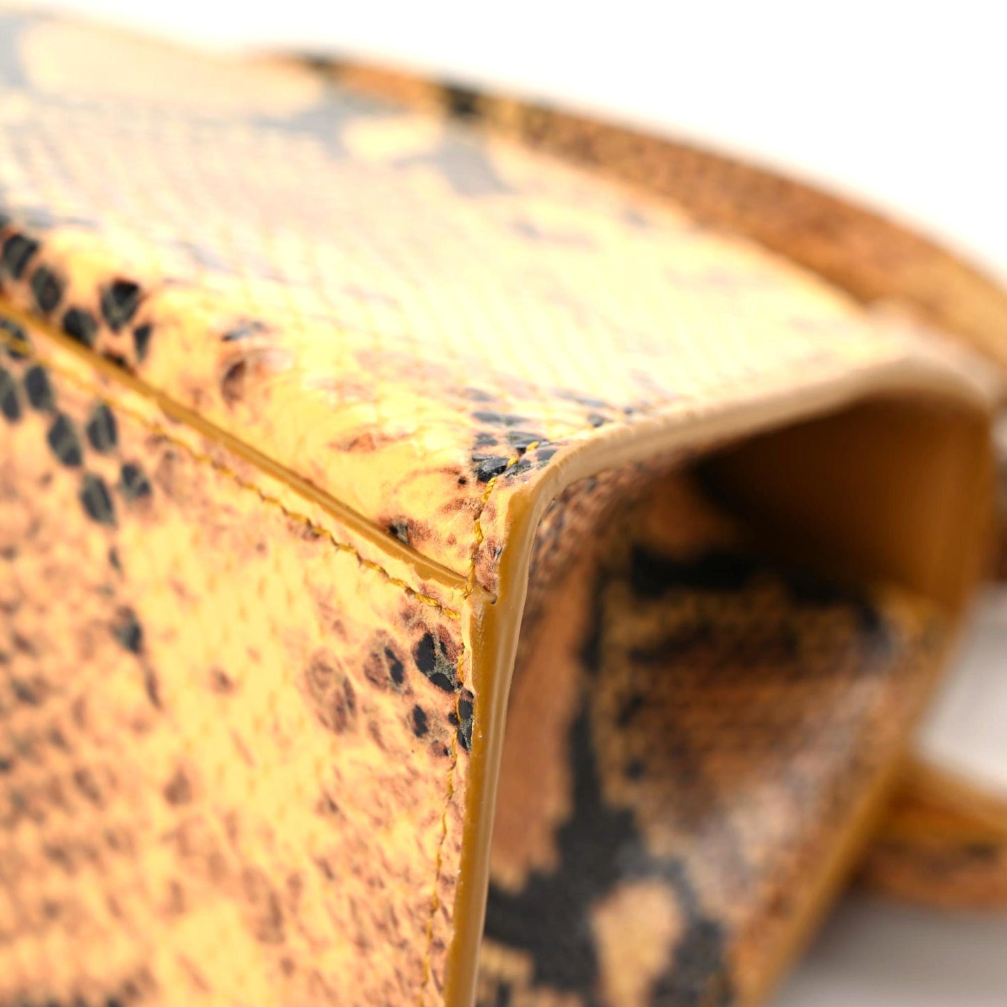Shiny Calfskin Python Effect Small Hourglass Top Handle Bag Orange Black