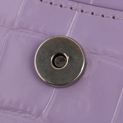 Balenciaga Shiny Calfskin Crocodile Embossed Hourglass Chain Bag Lilac 10 of 11