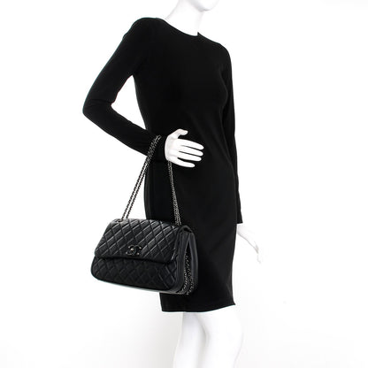 Chanel Calfskin Quilted Large Frame In Chain Flap Black 3 of 12