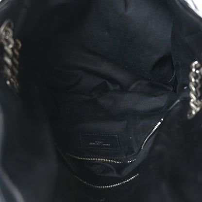 Saint Laurent Lambskin Quilted Medium Loulou Puffer Monogram Chain Satchel Black 5 of 9
