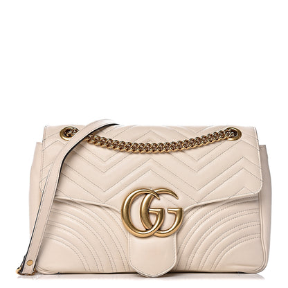 Gucci Calfskin Matelasse Medium GG Marmont Shoulder Bag White 1 of 21