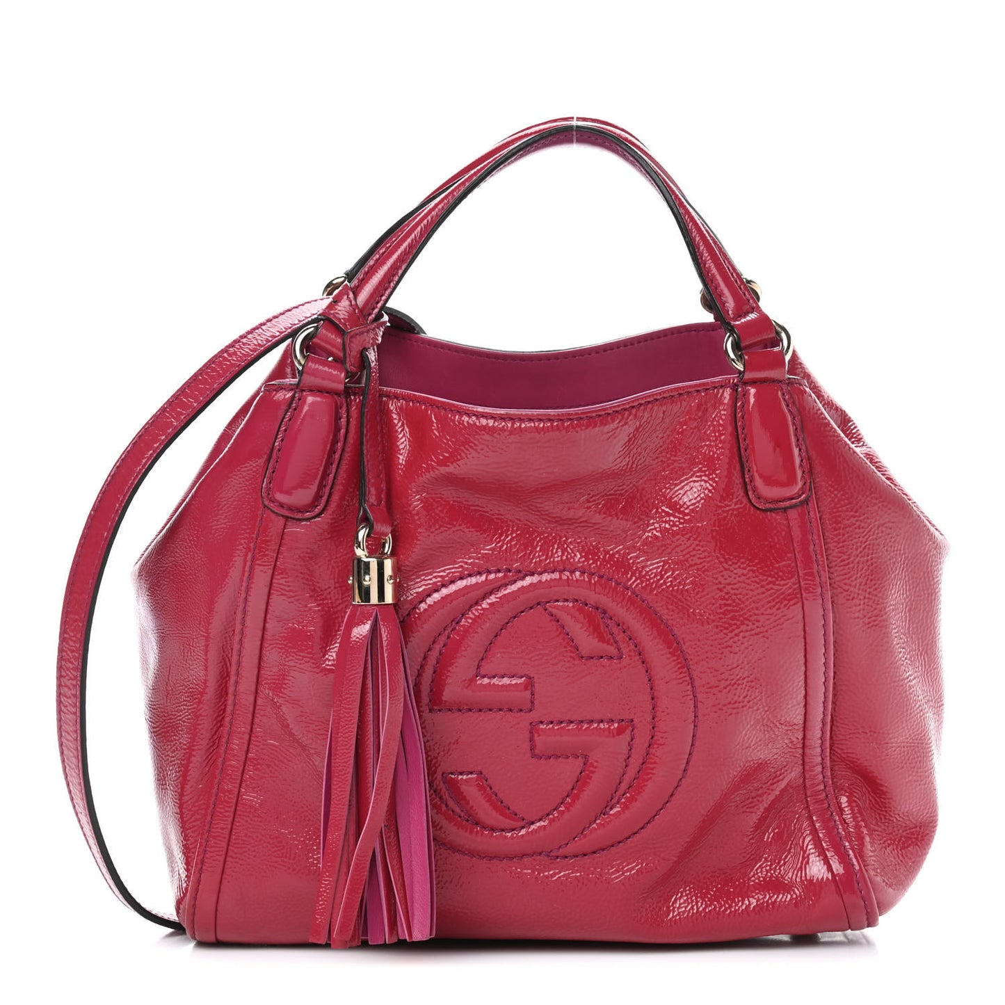 Patent Small Soho Shoulder Bag Bright Bougainvillea