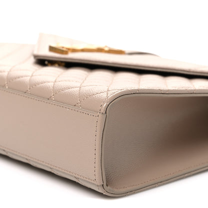 Saint Laurent Grain De Poudre Mixed Matelasse Large Triquilt Monogram Satchel Dark Beige 10 of 10