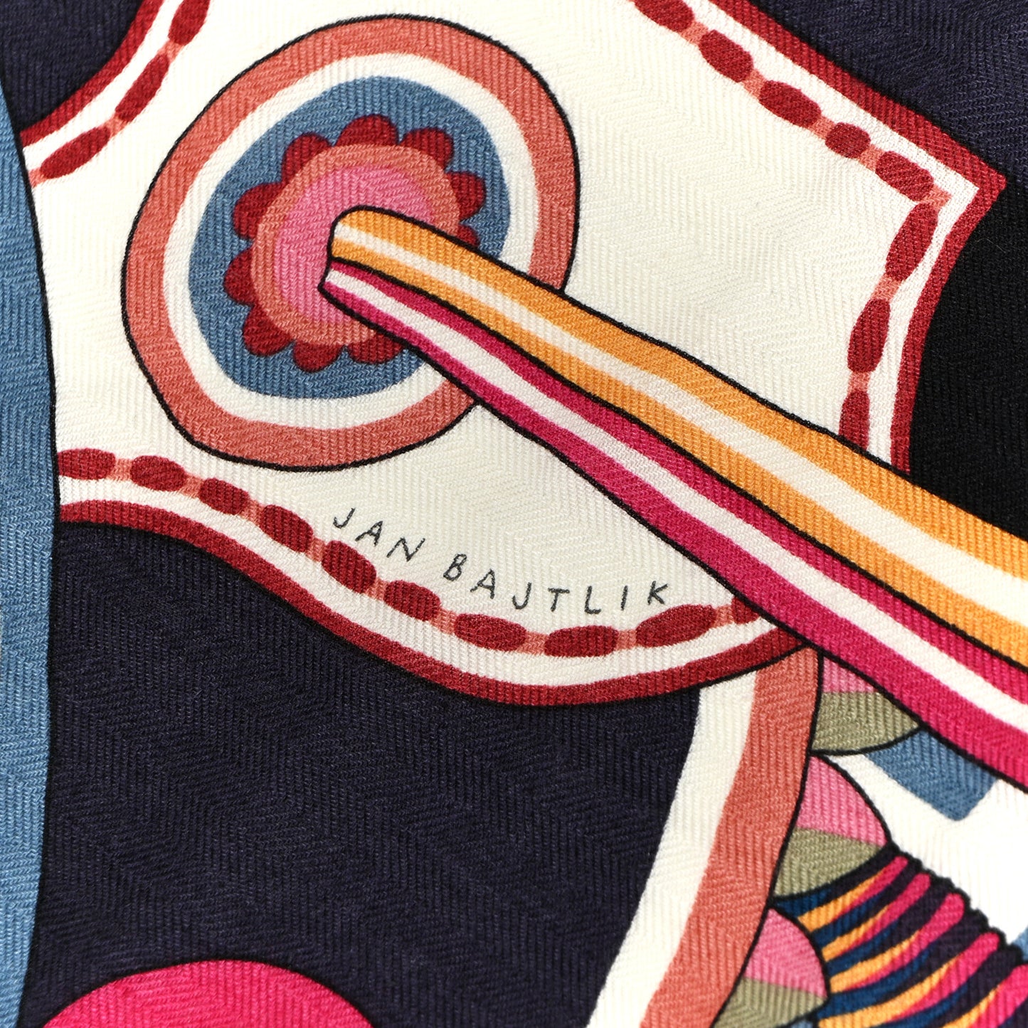 Cashmere Silk La Selle Imaginaire Shawl 140 Marine Rose Bleu Moyen