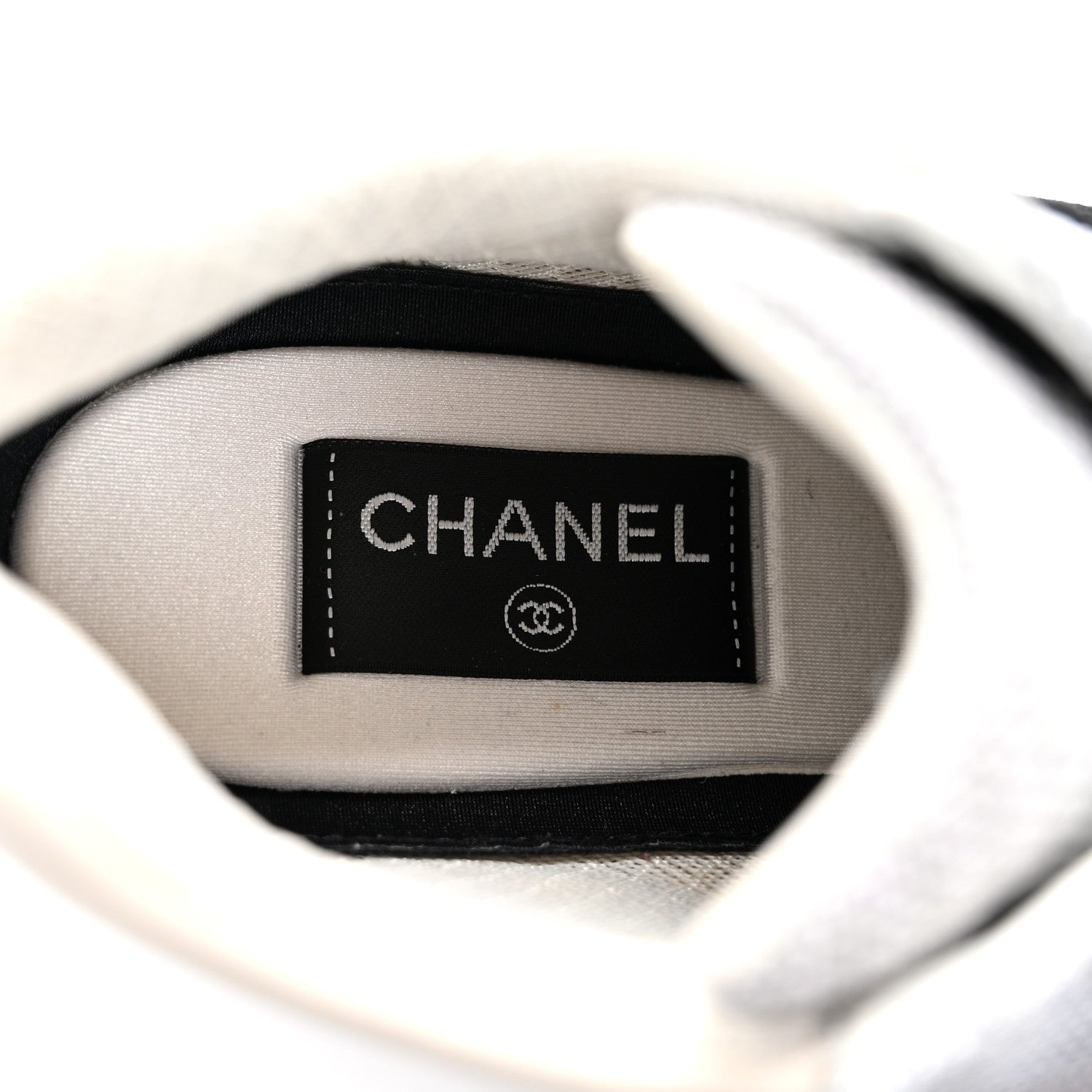 Chanel Mesh Suede Calfskin Grained Calfskin Womens CC Sneakers 38 Grey White 7 of 12