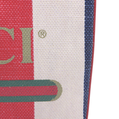 Gucci Canvas Sylvie Stripe Logo Zip Pouch Mystic White Hibiscus Red Maritime 12 of 14