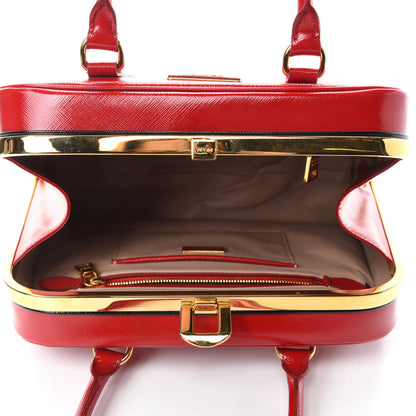 Prada Saffiano Vernice Pyramid Bag Rosso 5 of 11