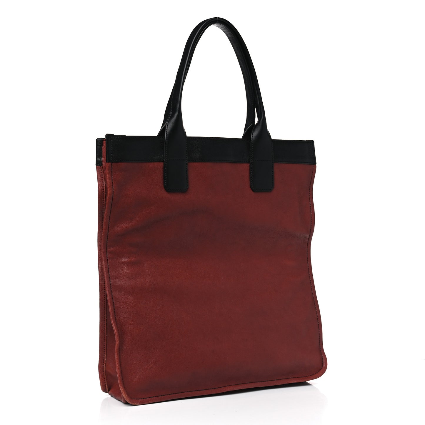 Calfskin Pocket Shopper Tote Holly Berry