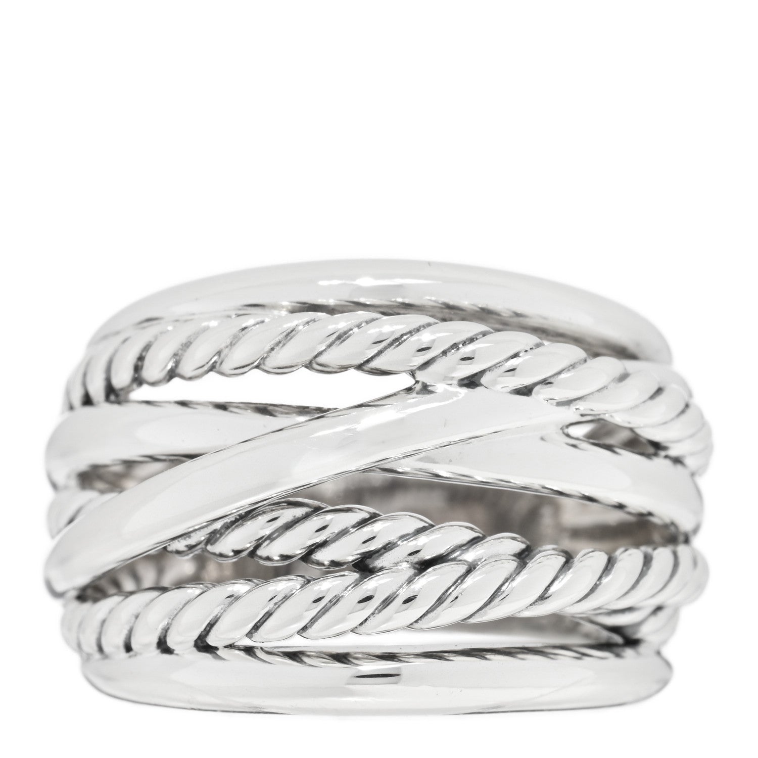 David Yurman Sterling Silver 18mm Wide Crossover Cable Ring 56 7.5 1 of 4