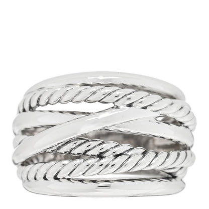 David Yurman Sterling Silver 18mm Wide Crossover Cable Ring 56 7.5 1 of 4